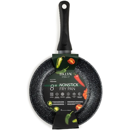 Bklyn Steel Co. 8in MILKY WAY Aluminum Forged Silicone Handle Frypan - Black 30236